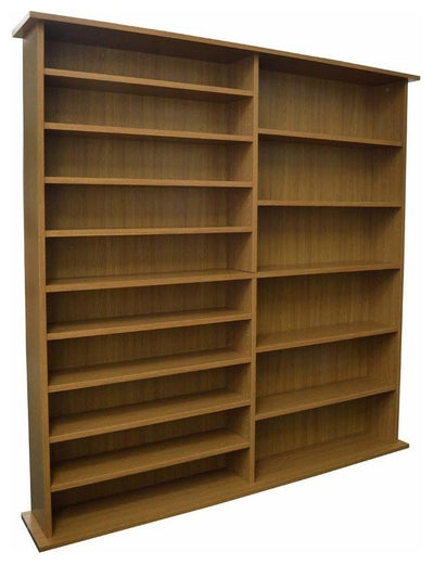 Modern Book Storage Shelves, Oak Finished Particle Board With 16-Compartment DL Modern
