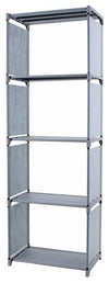 Modern Bookcase Organizer, Steel Metal With Multiple Open Compartment, Grey DL Modern