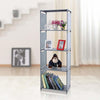 Modern Bookcase Organizer, Steel Metal With Multiple Open Compartment, Grey DL Modern