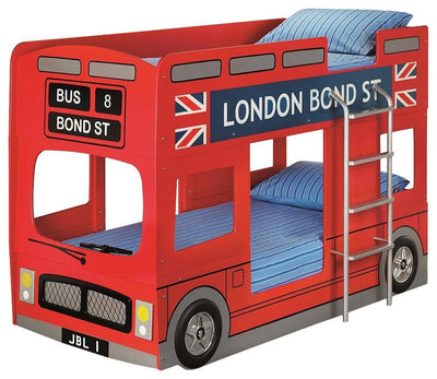 Modern Bunk Bed, Painted MDF With Side Steel Ladder, London Bus Design DL Modern