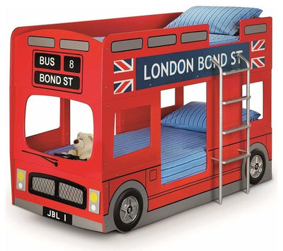 Modern Bunk Bed, Painted MDF With Side Steel Ladder, London Bus Design DL Modern