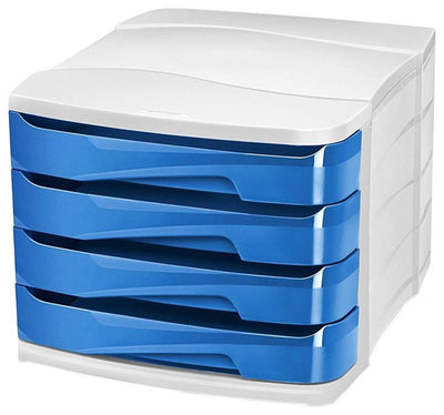 Modern Chest of Drawers, High Gloss Finished Hard Plastic, 4-Drawer, Ocean Blue DL Modern