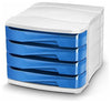 Modern Chest of Drawers, High Gloss Finished Hard Plastic, 4-Drawer, Ocean Blue DL Modern