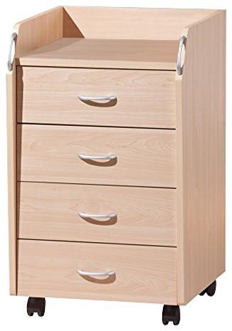 Modern Chest of Drawers in Maple Finished Wood with 4 Drawers on Metal Rails DL Modern