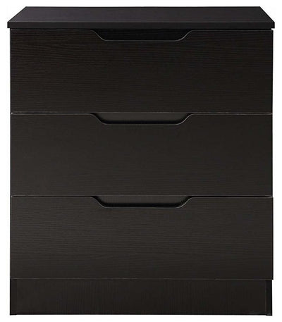 Modern Chest of Drawers in MDF with Black Veneer, 3 Storage Compartments DL Modern