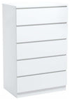 Modern Chest of Drawers in Particle Board with 5 Compartments, White DL Modern