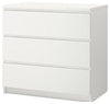 Modern Chest of Drawers in White Finished MDF with 3 Large Storage Drawers DL Modern