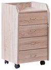 Modern Chest of Drawers, Solid Wood With 4-Drawer, 4 Castor Wheels, Sonoma Oak DL Modern