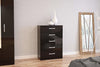 Modern Chest of Drawers With 5 Storage Drawers, Black DL Modern
