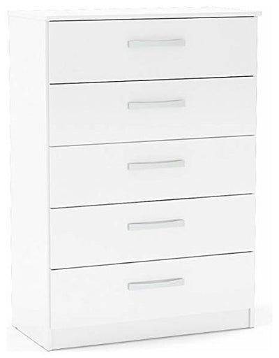 Modern Chest of Drawers With 5 Storage Drawers, White DL Modern