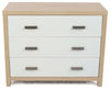 Modern Chest of Drawers with Oak Finished Frame and White 3 Storage Drawers DL Modern