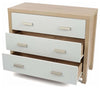 Modern Chest of Drawers with Oak Finished Frame and White 3 Storage Drawers