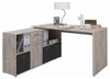 Modern Corner Desk, Melamine Wood With Open Shelves, Door and Drawer, Sand Oak DL Modern