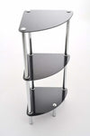 Modern Corner Display Unit, Tempered Glass and Chrome Legs With 3 Open Shelves DL Modern