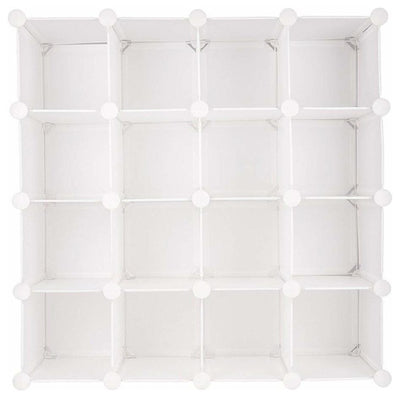Modern Cube Shoe Rack Organiser, Plastic With 16-Section for Extra Storage White DL Modern