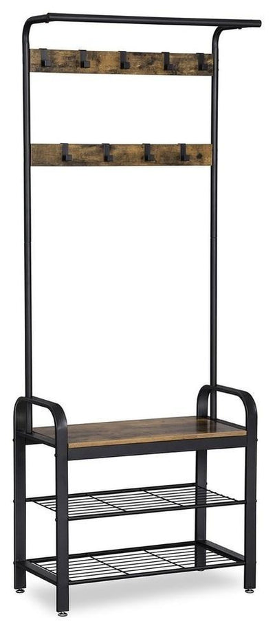 Modern Design Coat Stand With 3 Shelves and 9 Hooks, Black DL Modern