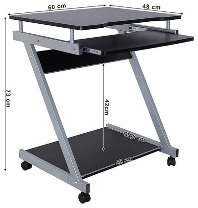 Modern Desk, MDF and Veneer With Sliding Keyboard Tray, Z-Shaped Design, Black DL Modern
