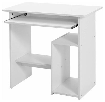 Modern Desk Table, Painted Particle Board and Veneer With Open Shelf, White DL Modern