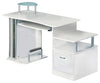 Modern Desk With Keyboard Tray, CD and CPU Rack, Storage Cabinet, Gloss White DL Modern
