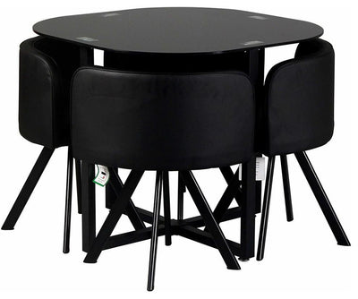 Modern Dining Set with Tempered Glass Table with 4 Comfy Cushioned Chairs DL Modern