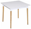 Modern Dining Table, White Solid Wooden Top and Oak Finished Wooden Legs DL Contemporary