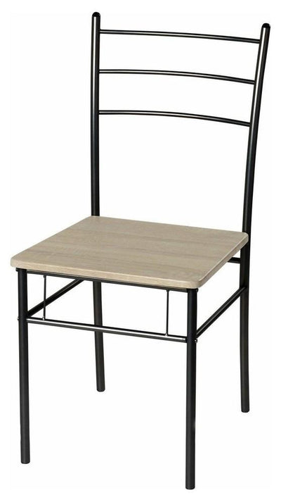 Modern Dinner Table and Chairs, Solid Wood, Steel Frame, Charcoal, 5-Piece Set DL Modern