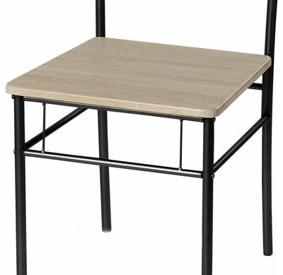 Modern Dinner Table and Chairs, Solid Wood, Steel Frame, Charcoal, 5-Piece Set DL Modern
