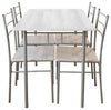 Modern Dinner Table and Chairs, Solid Wood, Steel Frame, Chrome, 5-Piece Set DL Modern