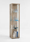 Modern Display Cabinet, Oak Finished MDF With 1 Glass Door and Glass Shelves DL Modern
