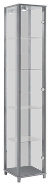Modern Display Cabinet, Single Glass Door and 4 Moveable Glass Shelves DL Modern