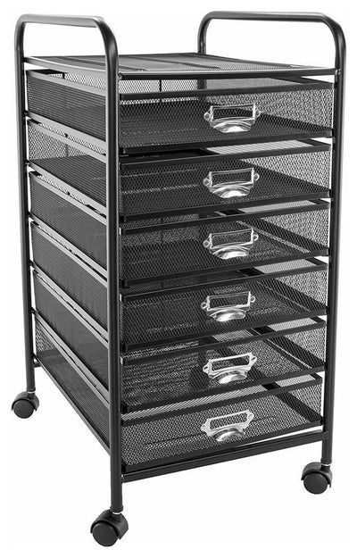 Modern Drawer Cart in Steel Wiremesh with 6 Drawers and 4 Castor Wheels DL Modern