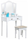 Modern Dressing Table Set, MDF With Oval Mirror and Stool, Storage Drawers DL Modern