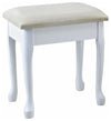 Modern Dressing Table Stool, Solid Wood, Padded Seat and Storage Space, White DL Modern