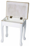 Modern Dressing Table Stool, Solid Wood, Padded Seat and Storage Space, White DL Modern