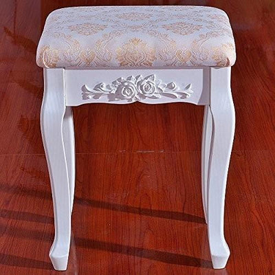 Modern Dressing Table Stool With White Finished Legs and Padded Cushioned Seat DL Modern
