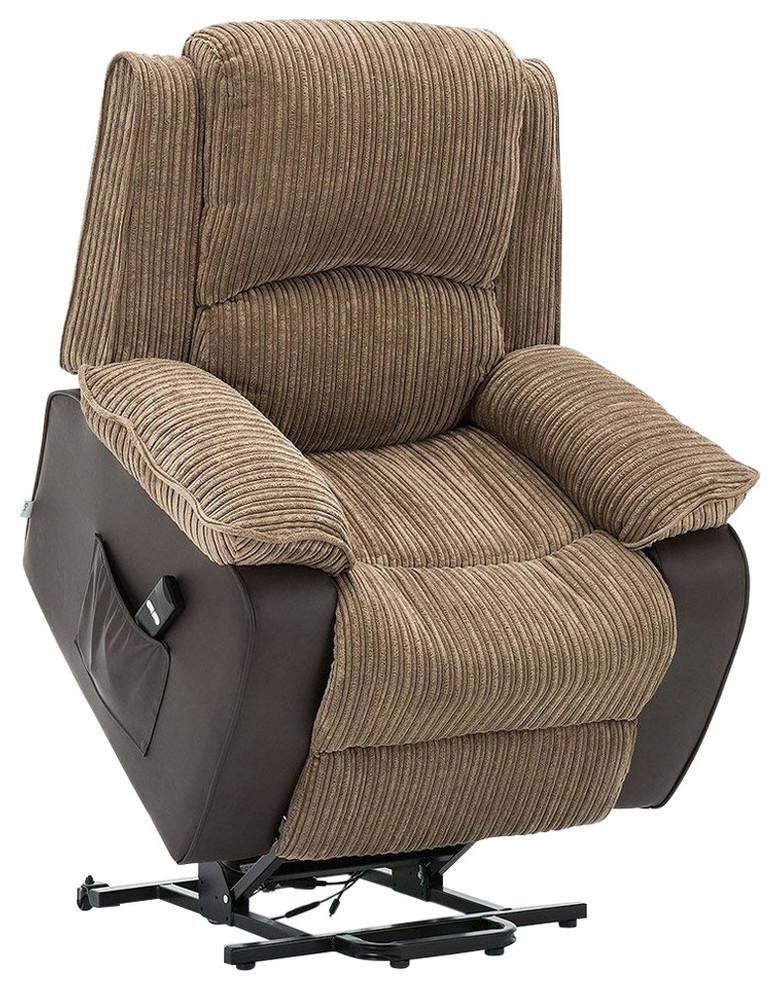 Modern Electric Raiser Stylish Cord Fabric Recliner Chair, Brown DL Modern