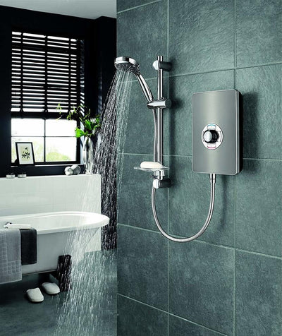 Modern Electric Shower, Gun Metal Effect, Shower Head With 5 Spray Patterns DL Modern