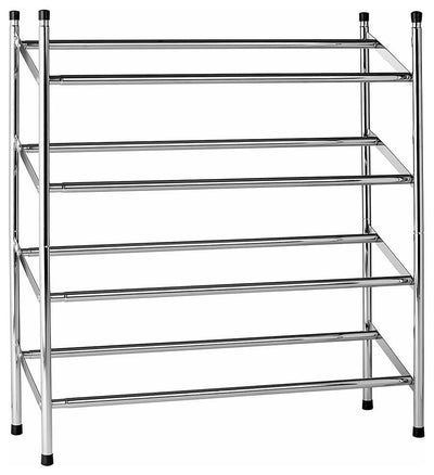 Modern Extendable Shoe Rack with Chrome Plated Frame with 4 Open Shelves DL Modern