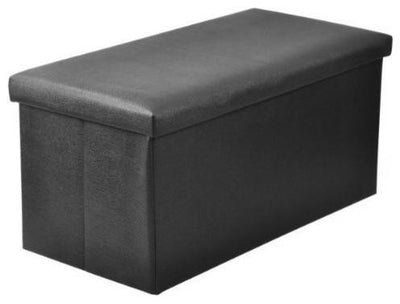 Modern Folding Ottoman Upholstered, Faux Leather, Black DL Modern