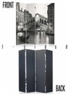 Modern Folding Room Divider, MDF, Black White, Venice-Italy Print Design DL Modern