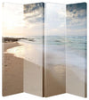 Modern Folding Room Divider with MDF Frame, Beach Scene Print Design DL Modern