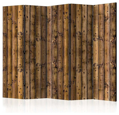 Modern Folding Room Divider With Solid Wood Frame, Wood Print Design DL Modern