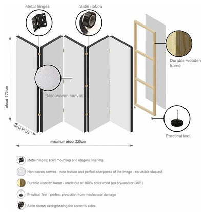 Modern Folding Room Divider With Solid Wooden Frame, Full HD Print Design DL Modern