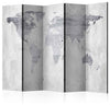 Modern Folding Room Divider With Wooden Frame and World Map Print Design DL Modern