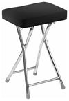 Modern Folding Stool with Faux Leather Cushioned Seat and Chrome Plated Frame DL Modern