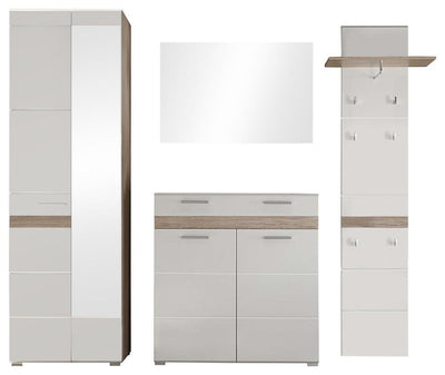 Modern Furniture Set, High Gloss Oak Finished MDF With Wardrobe and Mirror DL Modern