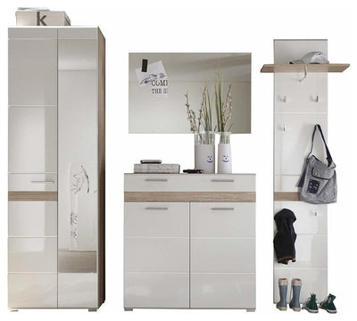 Modern Furniture Set, High Gloss Oak Finished MDF With Wardrobe and Mirror DL Modern