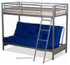 Modern Futon Bunk Bed, Silver Finished Metal With Ladder and Safety Rails DL Modern
