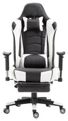 Modern Gaming Chair Upholstered, PU Leather With Neck and Lumbar Pillow, White DL Modern