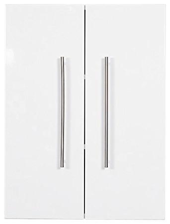 Modern High Gloss Bathroom Cabinet in MDF With White Finish, Double Doors DL Modern